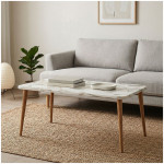 Τραπεζάκι σαλονιού Plane  χρώμα λευκό εφέ μαρμάρου 90x55x41εκ.