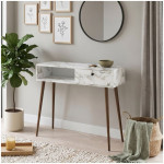 Κονσόλα Napoli  χρώμα λευκό εφέ μαρμάρου 90x29x88εκ.