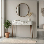 Κονσόλα Alis  χρώμα λευκό εφέ μαρμάρου 110x29x88εκ.