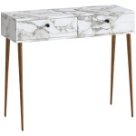 Κονσόλα Alis  χρώμα λευκό εφέ μαρμάρου 110x29x88εκ. - Image 3