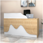 Γραφείο υποδοχής - reception Lione  χρώμα φυσικό οξιάς - λευκό 160x60x100εκ.