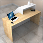 Γραφείο υποδοχής - reception Lione  χρώμα φυσικό οξιάς - λευκό 160x60x100εκ. - Image 2