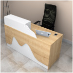 Γραφείο υποδοχής - reception Lione  χρώμα φυσικό οξιάς - λευκό 160x60x100εκ. - Image 3