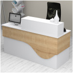 Γραφείο υποδοχής - reception Dustin  χρώμα λευκό - φυσικό οξιάς 160x60x101,8εκ. - Image 3