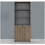 Βιβλιοθήκη γραφείου με κλειδαριά επαγγελματική Venturo  χρώμα ανθρακί - καρυδί 80x40x200εκ. - Image 3