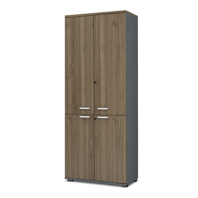 Ντουλάπα γραφείου με κλειδαριά επαγγελματική Venturo  χρώμα ανθρακί - καρυδί 80x40x200εκ.