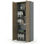 Ντουλάπα γραφείου με κλειδαριά επαγγελματική Venturo  χρώμα ανθρακί - καρυδί 80x40x200εκ. - Image 2