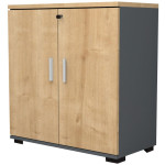 Ντουλάπι γραφείου με κλειδαριά επαγγελματικό Venturo  χρώμα ανθρακί - φυσικό οξιάς 80x40x80εκ.