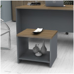 Τραπεζάκι γραφείου επαγγελματικό Venturo  χρώμα ανθρακί - καρυδί 60x60x45εκ. - Image 2