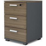 Συρταριέρα γραφείου με κλειδαριά επαγγελματική Venturo  χρώμα ανθρακί - καρυδί 39x40x57εκ.