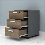 Συρταριέρα γραφείου με κλειδαριά επαγγελματική Venturo  χρώμα ανθρακί - καρυδί 39x40x57εκ. - Image 2