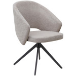 Πολυθρόνα τραπεζαρίας Milano  περιστρεφόμενη χρώμα ανοιχτό μπεζ ύφασμα - μεταλλικό μαύρο πόδι 64x64x83εκ.