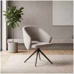 Πολυθρόνα τραπεζαρίας Milano  περιστρεφόμενη χρώμα ανοιχτό μπεζ ύφασμα - μεταλλικό μαύρο πόδι 64x64x83εκ. - Image 2