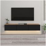 Έπιπλο τηλεόρασης επιτοίχιο Damla  με LED χρώμα sapphire oak - μαύρο 180x29,5x29,5εκ. - Image 3