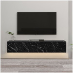 Έπιπλο τηλεόρασης επιτοίχιο Aristo  με LED χρώμα μαύρο - εφέ μαρμάρου 135x31,6x25εκ. - Image 3