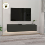 Έπιπλο τηλεόρασης επιτοίχιο Aristo  με LED χρώμα ανθρακί 135x31,6x25εκ.