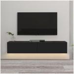 Έπιπλο τηλεόρασης επιτοίχιο Aristo  με LED χρώμα μαύρο 135x31,6x25εκ. - Image 3