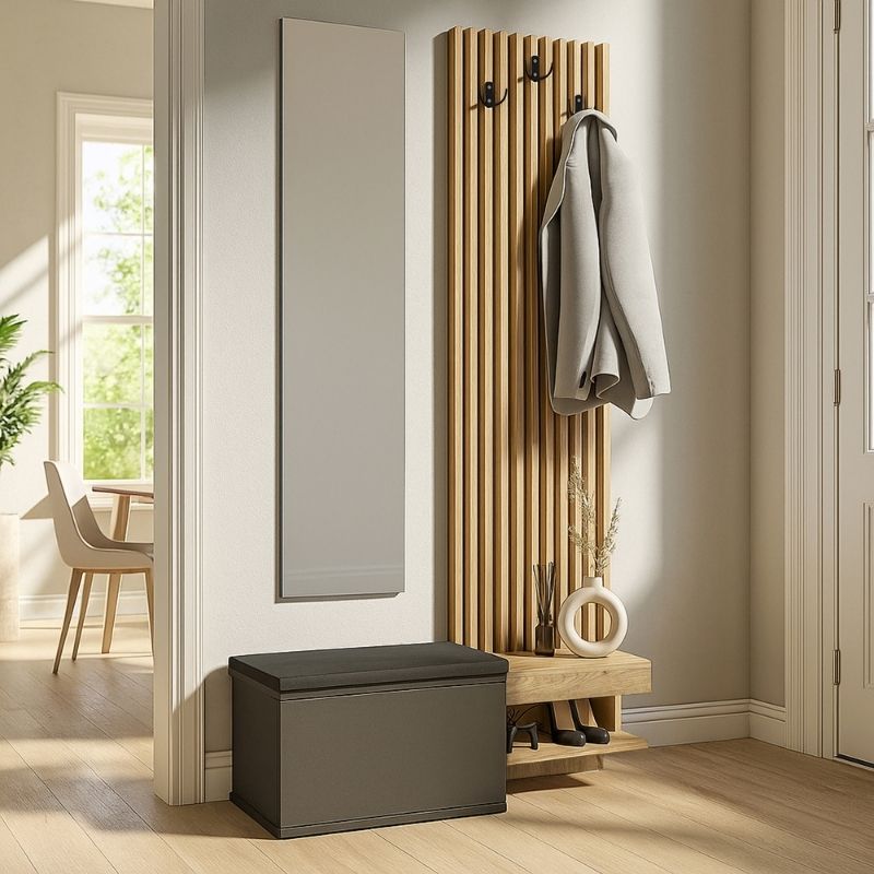 Έπιπλο εισόδου Dumont  χρώμα ανθρακί - sepet oak 104,8x35x198εκ.