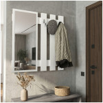 Κρεμάστρα τοίχου με καθρέπτη Folin  χρώμα λευκό 90x4x90εκ.