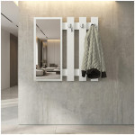 Κρεμάστρα τοίχου με καθρέπτη Folin  χρώμα λευκό 90x4x90εκ. - Image 2