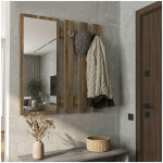 Κρεμάστρα τοίχου με καθρέπτη Folin  χρώμα καρυδί 90x4x90εκ.