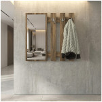 Κρεμάστρα τοίχου με καθρέπτη Folin  χρώμα καρυδί 90x4x90εκ. - Image 2