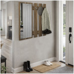 Κρεμάστρα τοίχου με καθρέπτη Folin  χρώμα καρυδί 90x4x90εκ. - Image 3