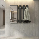 Κρεμάστρα τοίχου με καθρέπτη Folin  χρώμα ανθρακί 90x4x90εκ. - Image 2