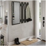 Κρεμάστρα τοίχου με καθρέπτη Folin  χρώμα ανθρακί 90x4x90εκ. - Image 3