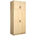 Ντουλάπα ρούχων Victoria  δίφυλλη με πατάρι χρώμα φυσικό οξιάς 100x60x240εκ.