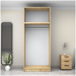 Ντουλάπα ρούχων Victoria  δίφυλλη με πατάρι χρώμα φυσικό οξιάς 100x60x240εκ. - Image 3