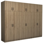 Ντουλάπα ρούχων Victoria  εξάφυλλη με πατάρι χρώμα καρυδί 300x60x240εκ.