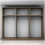 Ντουλάπα ρούχων Victoria  εξάφυλλη με πατάρι χρώμα καρυδί 300x60x240εκ. - Image 3