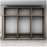 Ντουλάπα ρούχων Victoria  εξάφυλλη με πατάρι και συρτάρια χρώμα καρυδί 300x60x240εκ. - Image 3