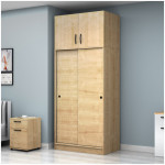 Ντουλάπα ρούχων Regio  δίφυλλη συρόμενη με πατάρι χρώμα φυσικό οξιάς 100x60x240εκ. - Image 3