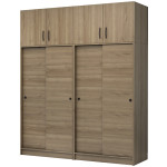 Ντουλάπα ρούχων Regio  τετράφυλλη συρόμενη με πατάρι χρώμα καρυδί 200x60x240εκ.