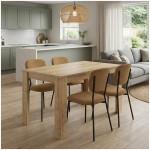 Σετ τραπεζαρία 5τμχ Darlen - Kevin  χρώμα sapphire oak - μουσταρδί 125x72x74εκ.