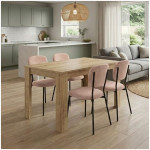 Σετ τραπεζαρία 5τμχ Darlen - Kevin  χρώμα sapphire oak - μόκα 125x72x74εκ.