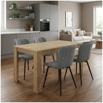 Σετ τραπεζαρία 5τμχ Darlen - Chiara  χρώμα sapphire oak - γκρι 125x72x74εκ.