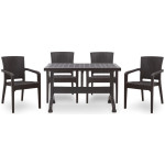 Σετ τραπεζαρία κήπου Callan  5τμχ πολυπροπυλενίου τραπέζι 120x70 - πολυθρόνα recycled χρώμα καφέ S_GP046-0002,1+GP046-0001,2x4