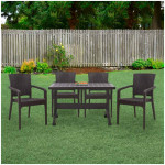 Σετ τραπεζαρία κήπου Callan  5τμχ πολυπροπυλενίου τραπέζι 120x70 - πολυθρόνα recycled χρώμα καφέ S_GP046-0002,1+GP046-0001,2x4 - Image 2