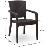 Σετ τραπεζαρία κήπου Callan  5τμχ πολυπροπυλενίου τραπέζι 140x80 - πολυθρόνα recycled χρώμα καφέ S_GP046-0003,1+GP046-0001,2x4 - Image 3