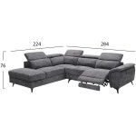 ΚΑΝΑΠΕΣ ΑΡΙΣΤΕΡΗ ΓΩΝΙΑ-ΑΝΑΚΛΙΣΗ & ΑΠΟΘ.ΧΩΡΟΣ-RESTRO HM3339.02L ΜΠΕΖ ΥΦΑΣΜΑ 290x220x80Υεκ - Image 2