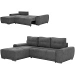 ΚΑΝΑΠΕΣ ΚΡΕΒΑΤΙ ΑΡΙΣΤΕΡΗ ΓΩΝΙΑ COMFYRA HM3336.01L ΓΚΡΙ ΥΦΑΣΜΑ 270x181x75Υεκ