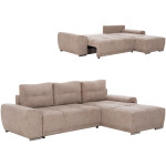 ΚΑΝΑΠΕΣ ΚΡΕΒΑΤΙ ΔΕΞΙΑ ΓΩΝΙΑ COMFYRA HM3336.03R ΜΠΕΖ ΥΦΑΣΜΑ 270x181x75Υεκ