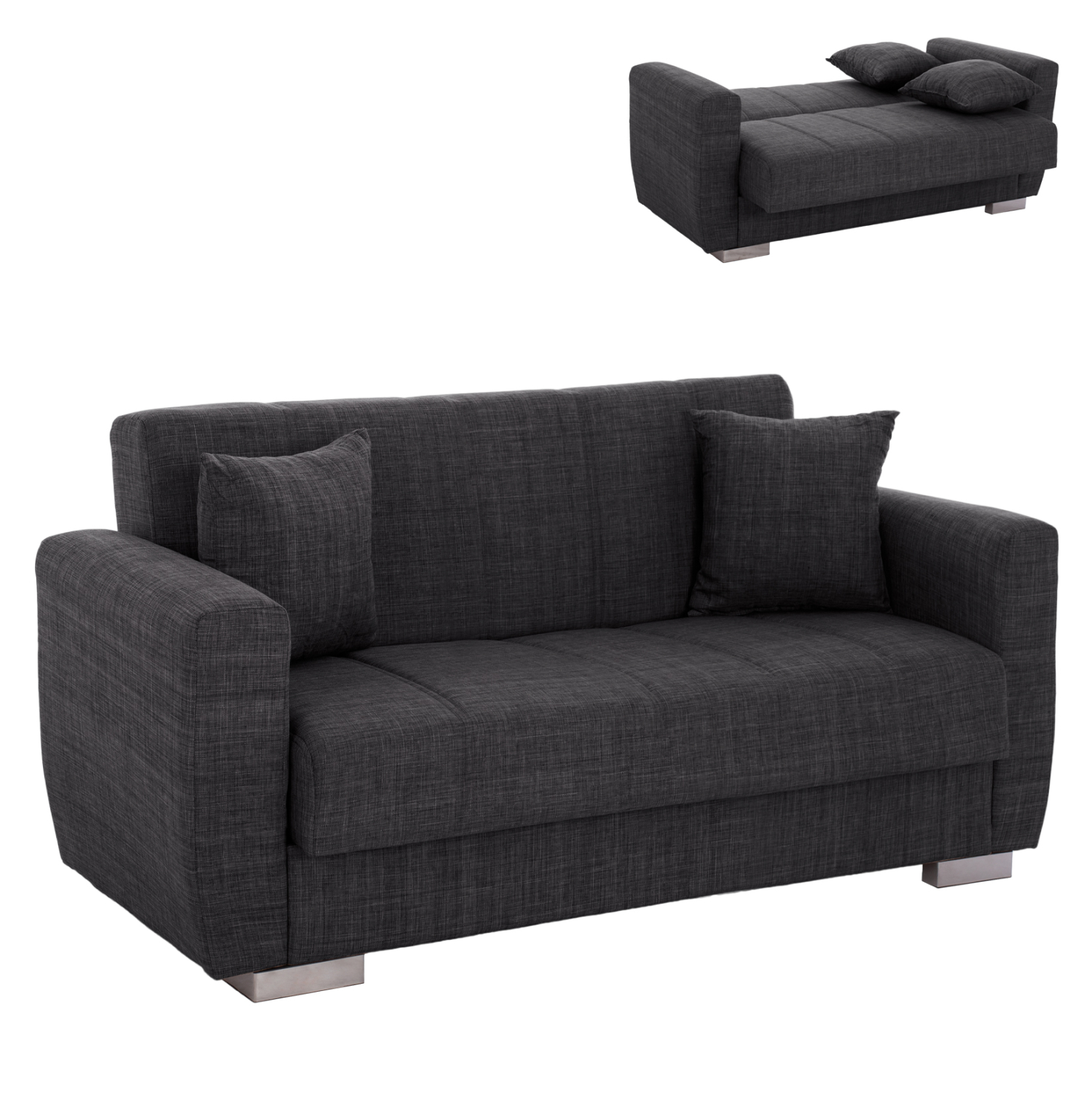 ΚΑΝΑΠΕΣ ΚΡΕΒΑΤΙ POLYA ΔΙΘΕΣΙΟΣ ΓΚΡΙ HM3241.03 153x87x77Υεκ.