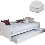 ΚΡΕΒΑΤΙ ΚΑΝΑΠΕΣ ΜΕ ΣΥΡΟΜΕΝΟ TRADDY HM21313 ΞΥΛΟ ΠΕΥΚΟΥ ΛΕΥΚΟ--ΜΕ 2 ΣΤΡΩΜΑΤΑ 90x190εκ