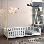 ΚΡΕΒΑΤΙ ΠΑΙΔΙΚΟ ΜΕ ΚΑΓΚΕΛΑ MUNK HM21325 ΠΕΥΚΟ ΛΕΥΚΟ/ΦΥΣΙΚΟ--ΜΕ ΣΤΡΩΜΑ 90x190εκ - Image 2