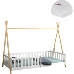 ΚΡΕΒΑΤΙ ΠΑΙΔΙΚΟ ΜΕ ΚΑΓΚΕΛΑ MUNK HM21325 ΠΕΥΚΟ ΛΕΥΚΟ/ΦΥΣΙΚΟ--ΜΕ ΣΤΡΩΜΑ 90x190εκ