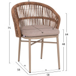 ΠΟΛΥΘΡΟΝΑ ΑΛΟΥΜΙΝΙΟΥ ORIN HM6265.03 ΚΑΠΟΥΤΣΙΝΟ- P.E.RATTAN ΣΕ ΦΥΣΙΚΟ 58x61x75Υεκ. - Image 2